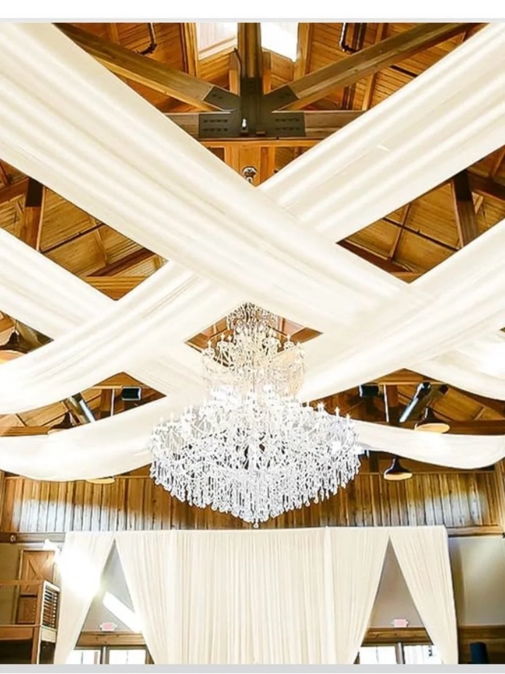Ivory Ceiling Drapery Swag for Event and Interior Styling